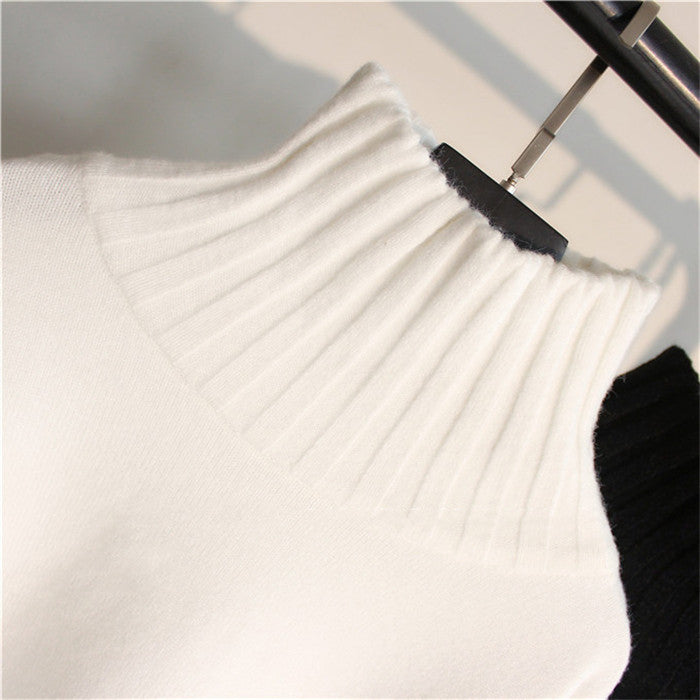 Damen Oversized Rollkragenpullover mit geschlitzten Ärmeln und Rippstruktur EB