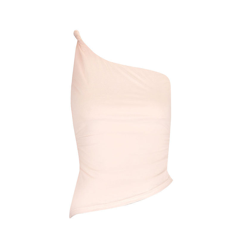 Damen asymmetrisches Top mit elegantem Ein-Schulter-Schnitt und figurformendem Design EB