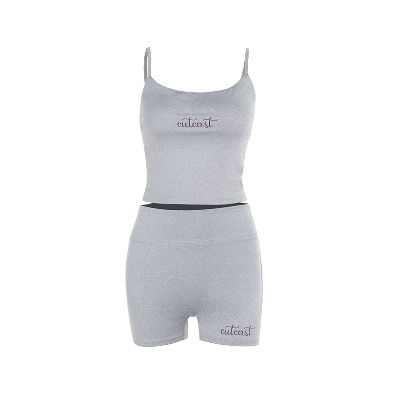 Damen sportliches Crop-Top und Shorts-Set EB