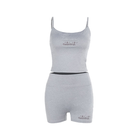 Damen sportliches Crop-Top und Shorts-Set EB
