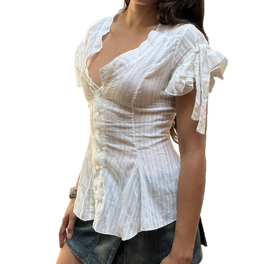 Damen Blusenshirt mit modischem Schnitt und Rüschendetails EB