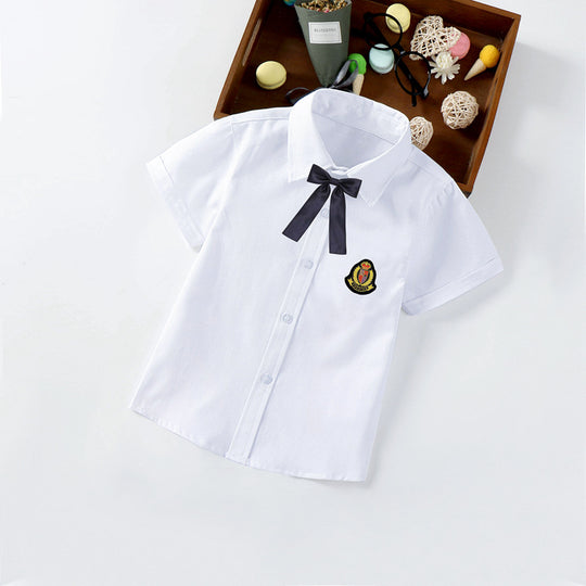 Jungen elegante kurzärmlige Bluse mit Fliege EB