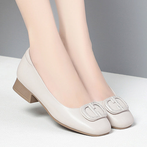 Damen Elegante Ballerinas mit modischem Strassdetail und komfortablem Blockabsatz EB