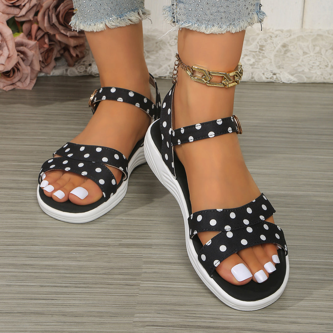 Damen elegante Sandalen mit verstelbaren Riemen und punktiertem Design EB