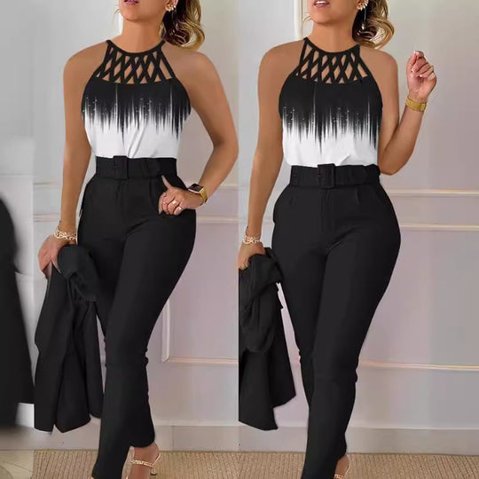 Damen Eleganter Jumpsuit mit raffiniertem Schnürdesign EB