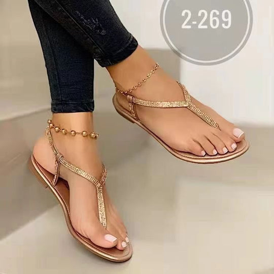 Damen Strassverzierte Zehentrenner-Sandalen EB