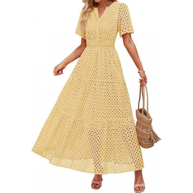 Damen Maxikleid mit gehäkeltem Muster EB