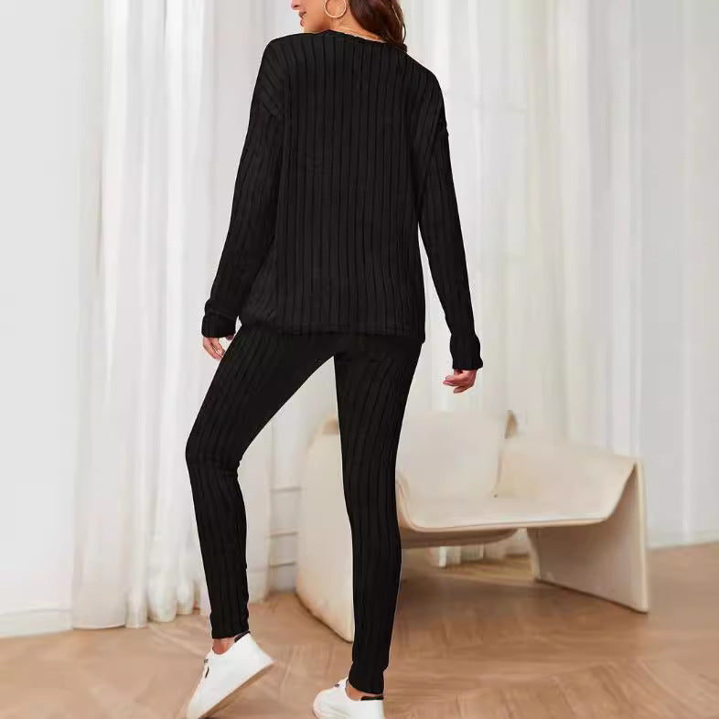 Damen Lässiges Strick-Set mit Gerippter Struktur und Weitem Schnitt EB