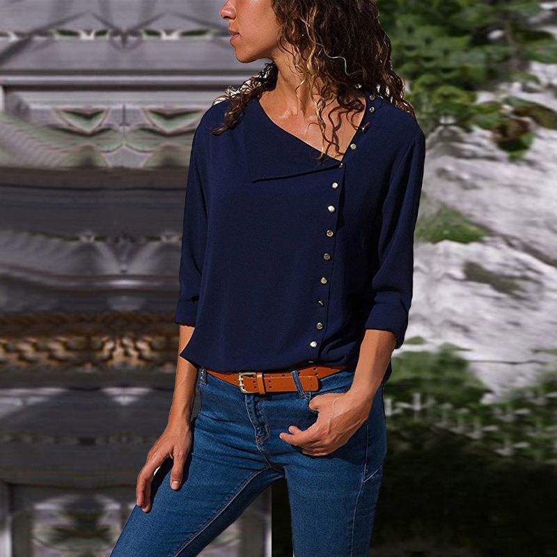 Damen Button-Up Relaxed Fit Bluse EB
