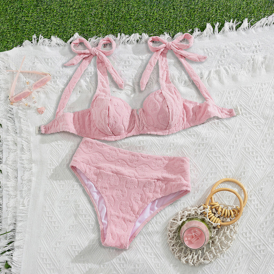 Damen Push-Up-Bikini mit floralem Textildesign EB