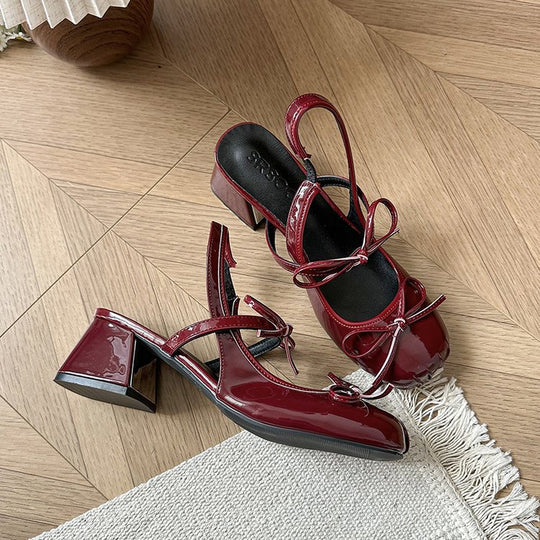 Damen elegante Slingback-Pumps mit modischem Schleifendetail und komfortablem Blockabsatz EB