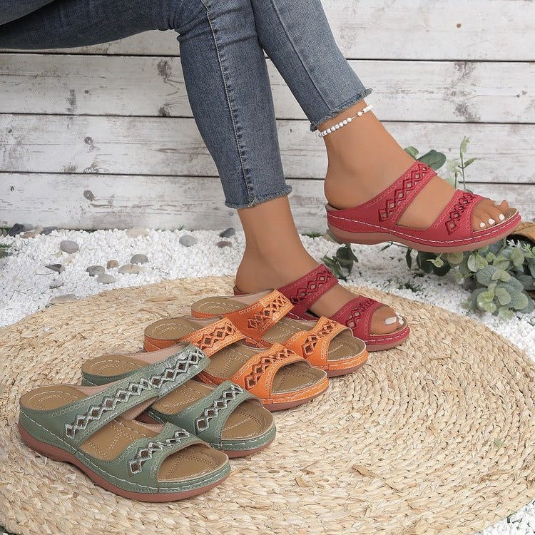 Damen Komfort-Sandalen mit modischem Schnallen-Design EB