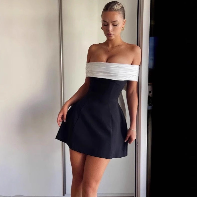 Damen Off-Shoulder Kleid mit elegantem Faltenwurf EB
