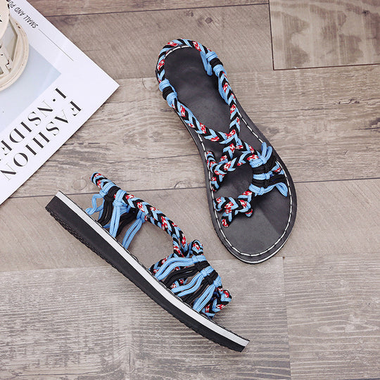 Damen Freizeit-Sandalen mit kunstvoll geflochtenem Riemen-Design EB