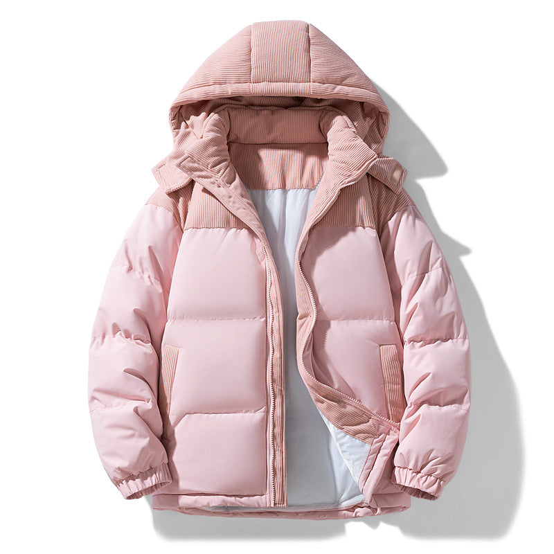 Damen warme Steppjacke mit abnehmbarer Kapuze und hochgeschlossenem Kragen EB