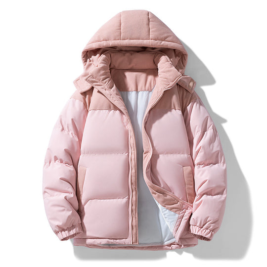 Damen warme Steppjacke mit abnehmbarer Kapuze und hochgeschlossenem Kragen EB