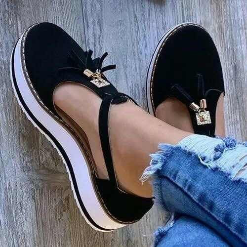 Damen Halbschuhe mit modischen Quasten und rutschfester Sohle EB