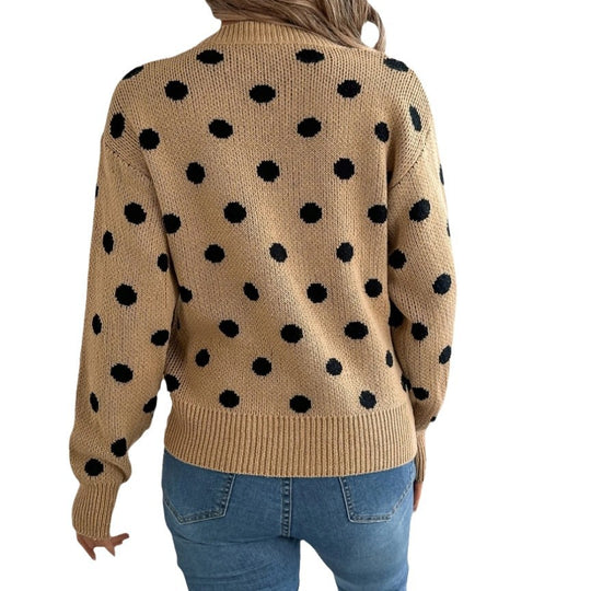 Damen Grobstrickpullover mit gepunktetem Muster und lässigem Schnitt EB