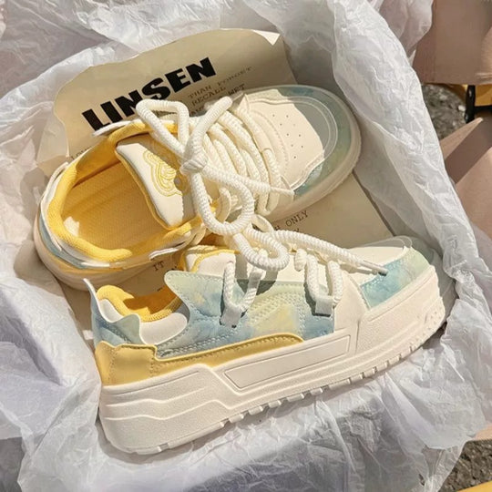 Damen modische Sneaker mit innovativem Plateau-Design und atmungsaktiver Obermaterial-Hybridstruktur EB