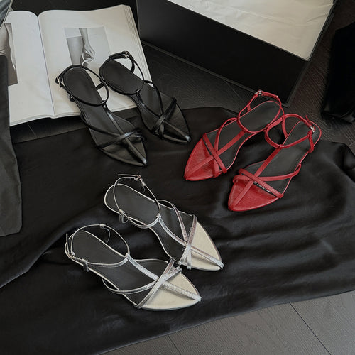 Damen elegante Badesandalen mit steigendem Absatz und schimmerndem Riemendesign EB