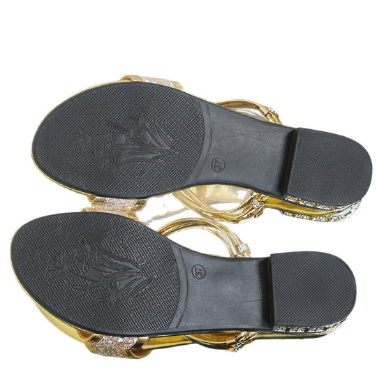 Damen Glitzernde Offen Zehensandalen mit verstellbaren Riemen EB