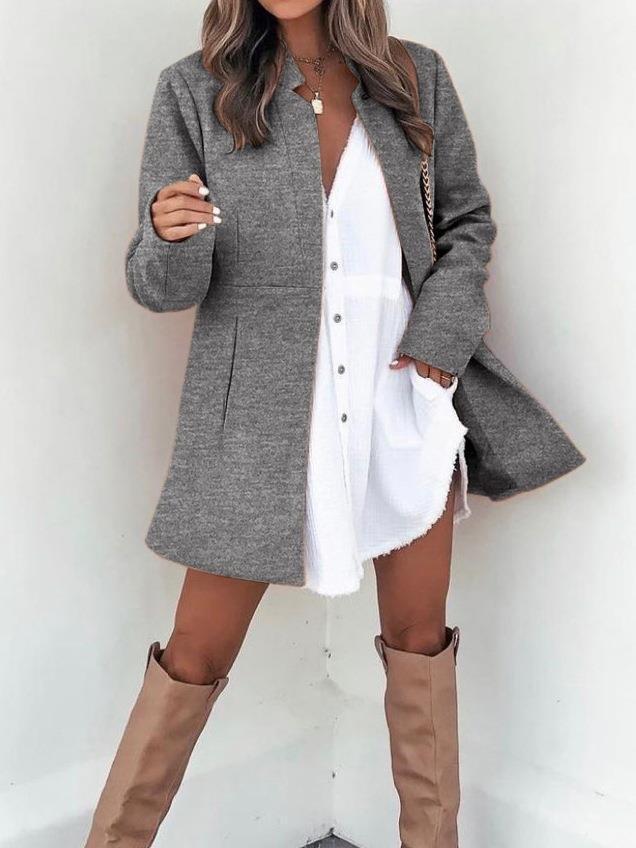 Damen Modische Übergangsjacke mit schlichten Linien und praktischen Taschen EB