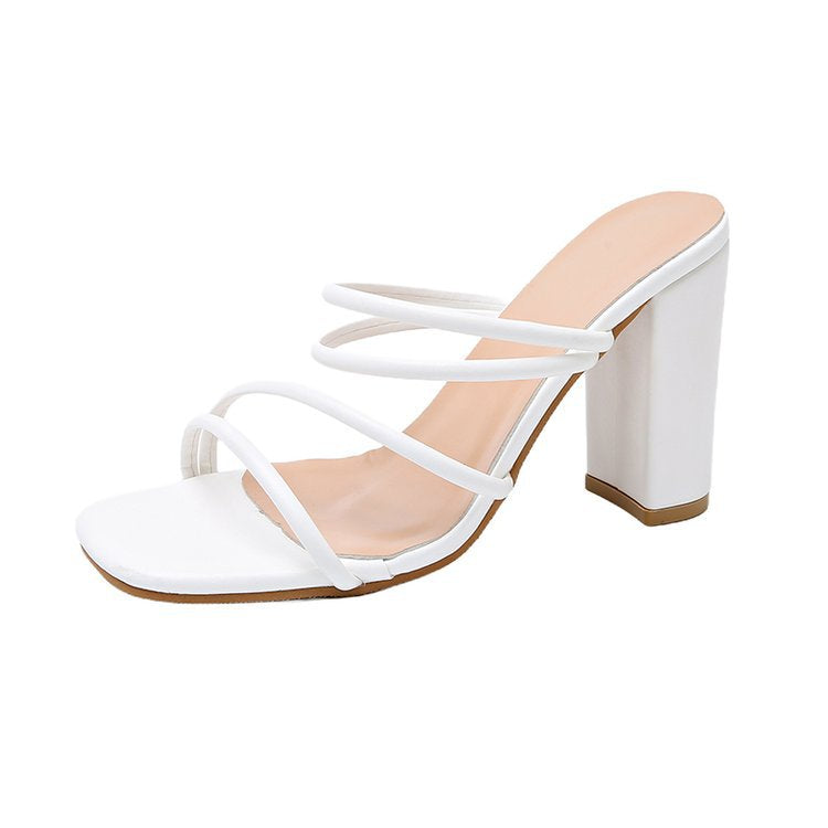 Damen Mode Sandaletten mit eleganten Riemen und blockiertem Absatz EB