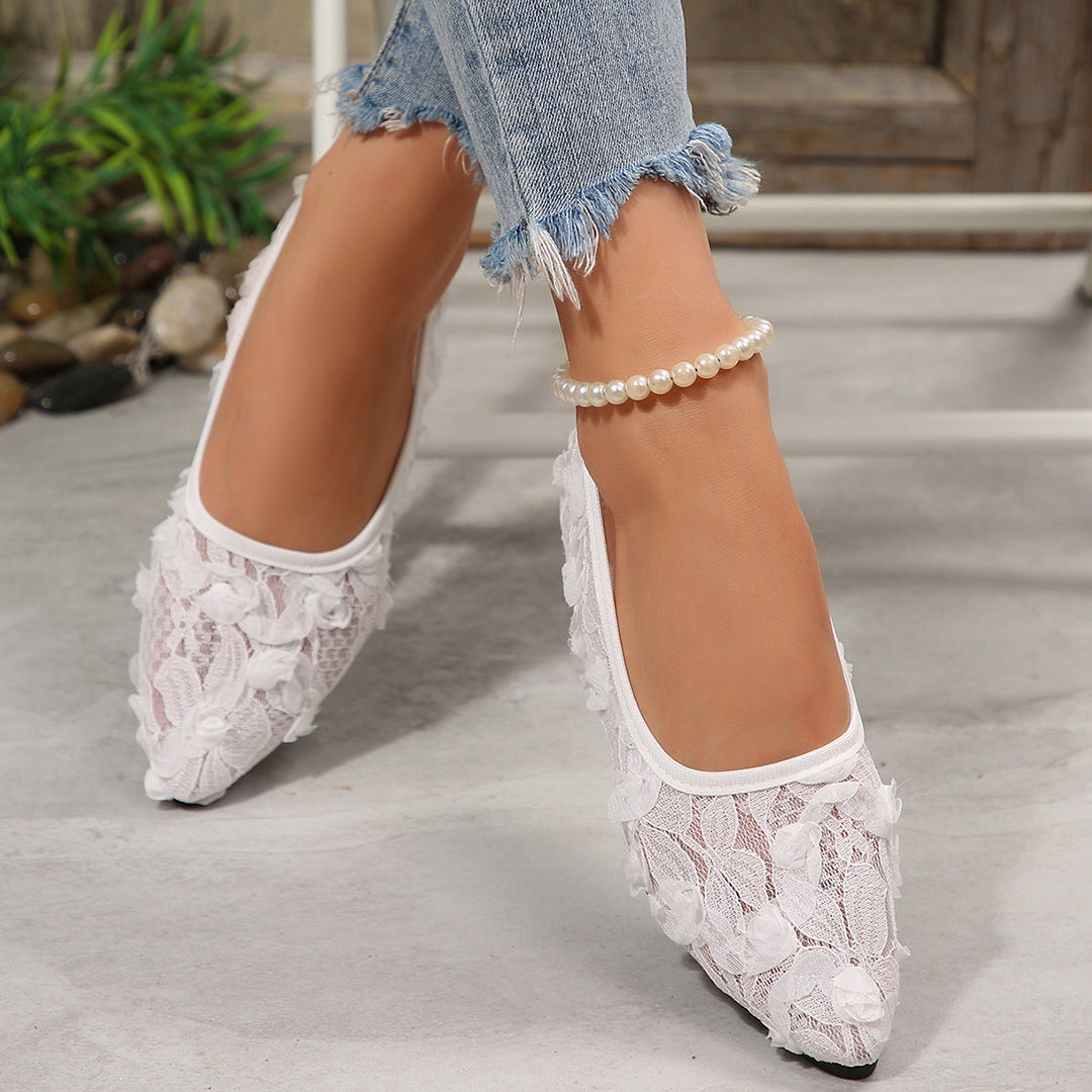 Damen Ballerinas mit floraler Spitze und eleganten Details EB