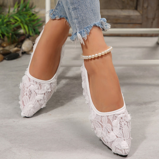 Damen Ballerinas mit floraler Spitze und eleganten Details EB