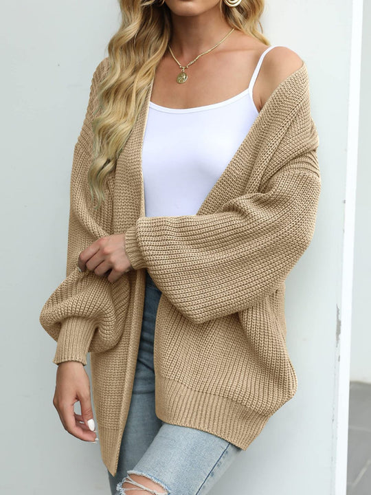 Damen Oversized Strickjacke mit tiefem Schnitt EB