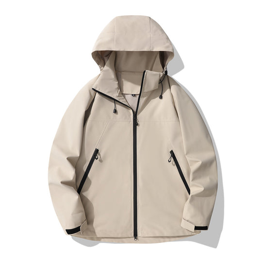 Damen wasserabweisende Outdoor-Jacke mit verstellbarem Kapuzenkragen und funktionalen Reißverschlusstaschen EB