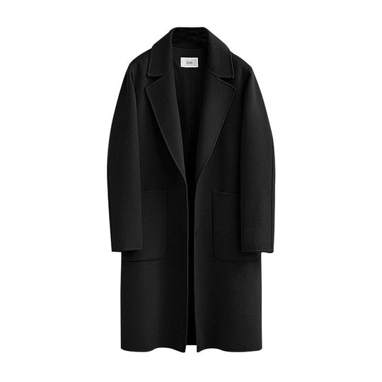 Damen nan Oversize Wollmantel mit Reverskragen und aufgesetzten Taschen EB
