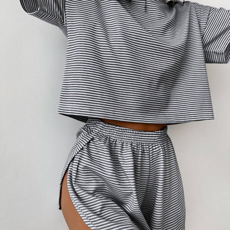 Damen stylisches Freizeit-Set mit lockerem Kurzarm-Top und Shorts EB