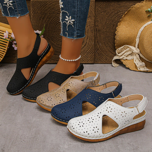 Damen Komfortable Sommer-Sandalen mit atmungsaktiver Oberflächenstruktur und rutschfester Sohle EB