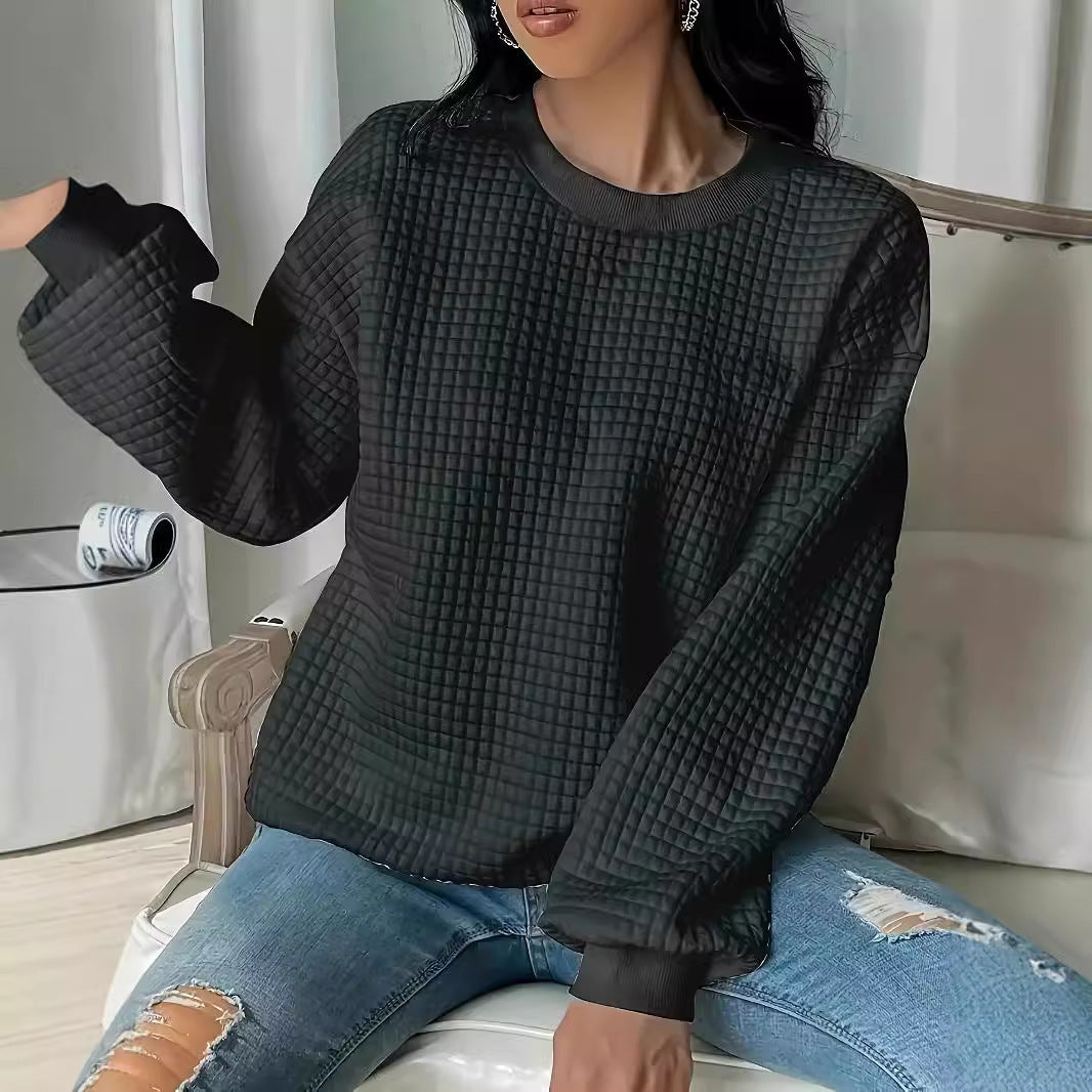 Damen Pullover mit strukturiertem Waffeldesign und lässigem Schnitt EB