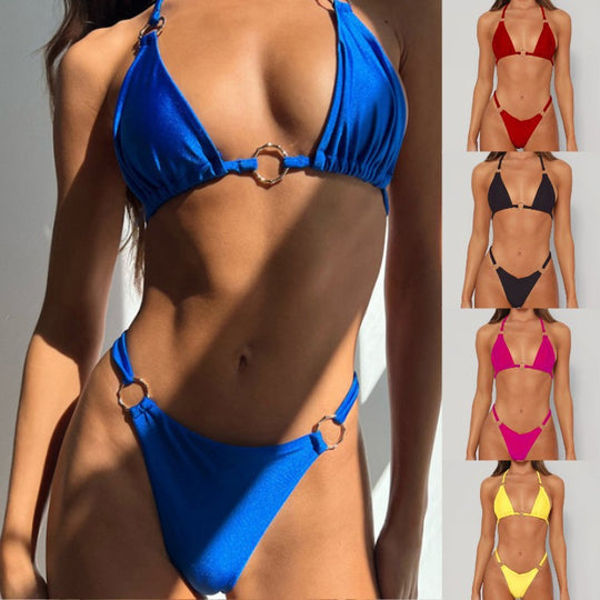 Damen Triangel-Bikini mit modischen Ringdetails EB