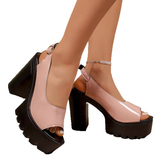 Damen Plateau-Pumps mit modischem Krokodil-Look und stabiler Sohle EB