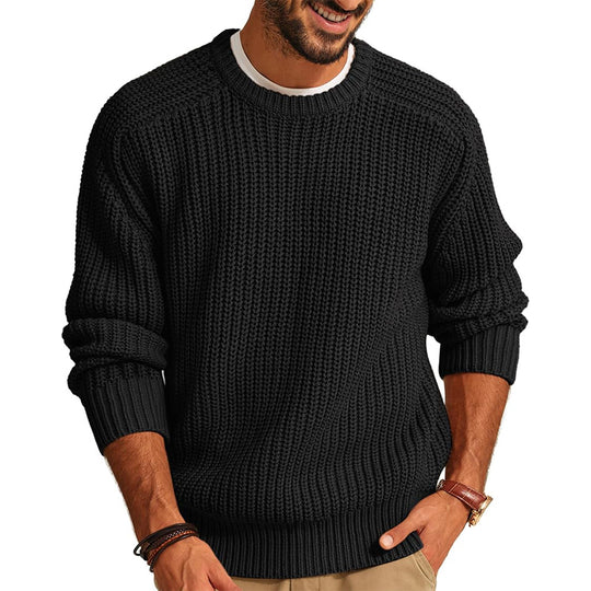 Herren lockerer Grobstrickpullover mit Raglanärmeln EB