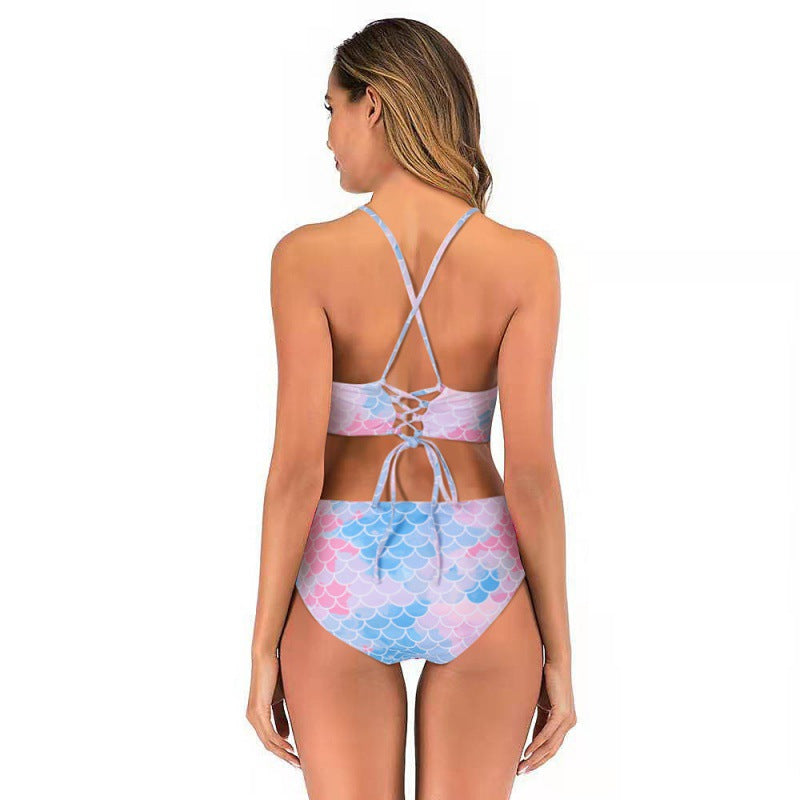 Damen Bikini-Set mit verstellbaren Trägern und modischem Schuppendesign EB