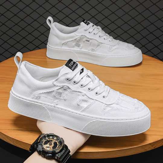 Damen Sportliche Canvas Sneaker mit modischem Used-Look EB