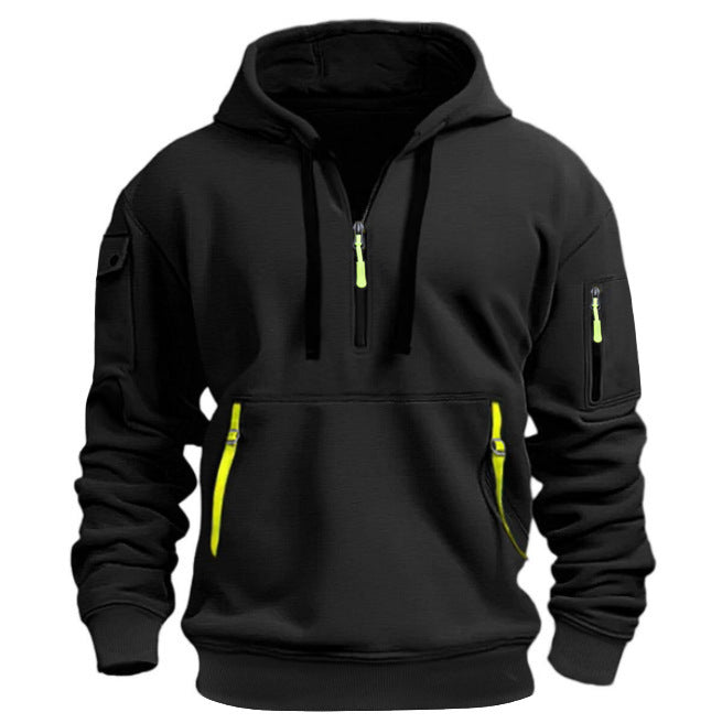 Herren Praktischer Kapuzenpullover mit seitlichem Reißverschluss und vielseitigen Taschen EB