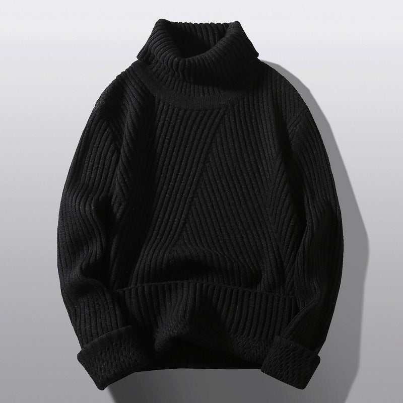 Herren nan strukturierter Rollkragenpullover mit diagonaler Rippstruktur und schlanker Passform EB