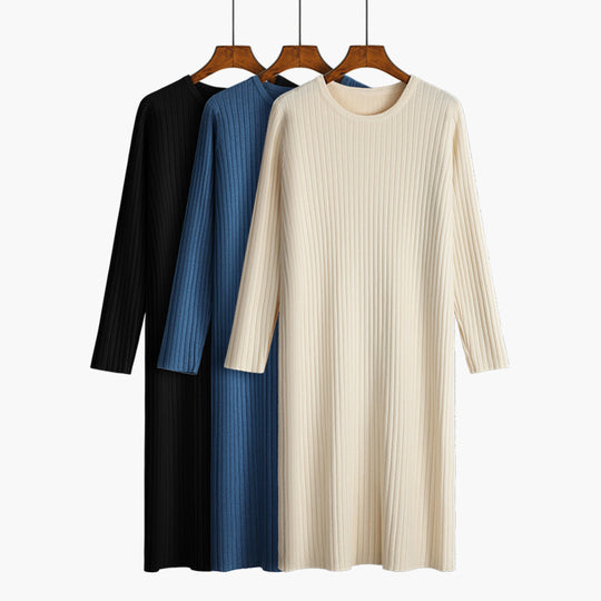 Damen Strickkleid mit feiner Rippenstruktur EB
