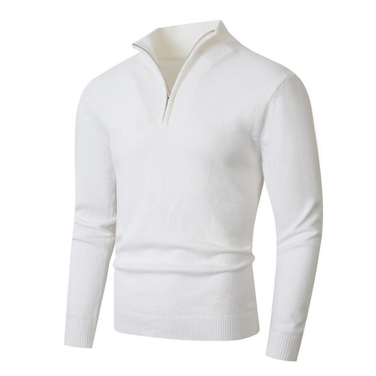 Herren Pullover mit modernem halben Reißverschluss und feiner Rippenstruktur EB