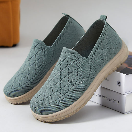 Damen Komfortable Slip-On Freizeitschuhe mit atmungsaktivem Strickdesign EB