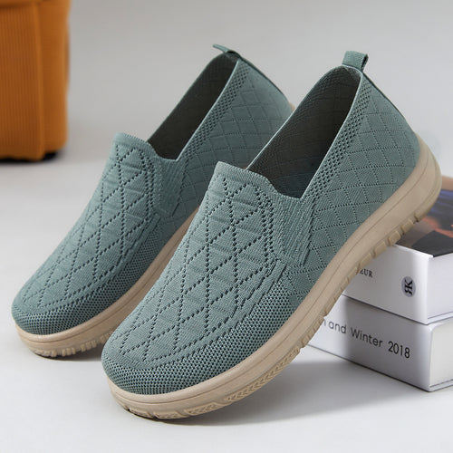 Damen Komfortable Slip-On Freizeitschuhe mit atmungsaktivem Strickdesign EB