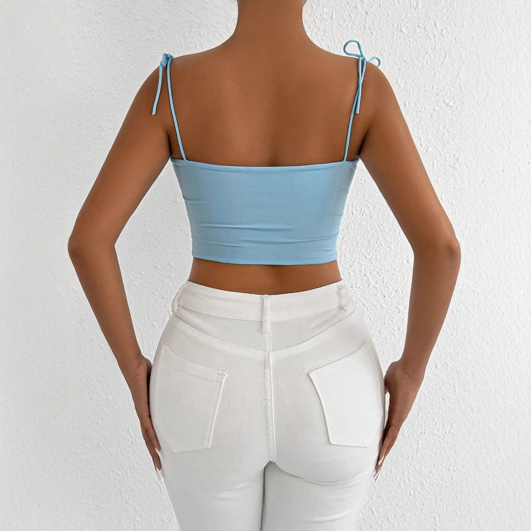 Damen Crop-Top mit Raffungen und verstellbaren Trägern EB