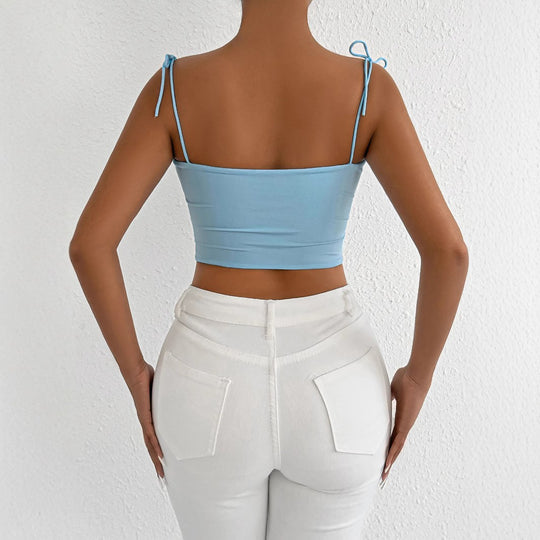 Damen Crop-Top mit Raffungen und verstellbaren Trägern EB