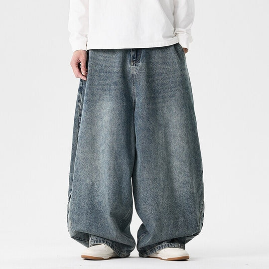 Herren nan extremweit geschnittene Baggy-Jeans mit tiefem Schritt und ballonförmigem Saum EB