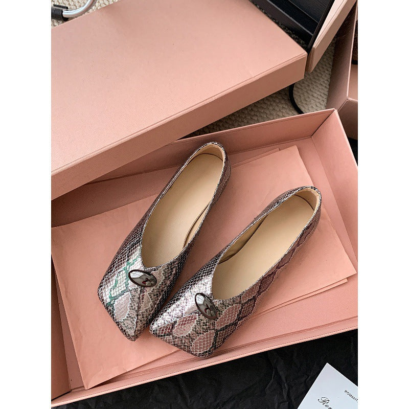 Damen Klassische Ballerinas mit modischem Knopf EB